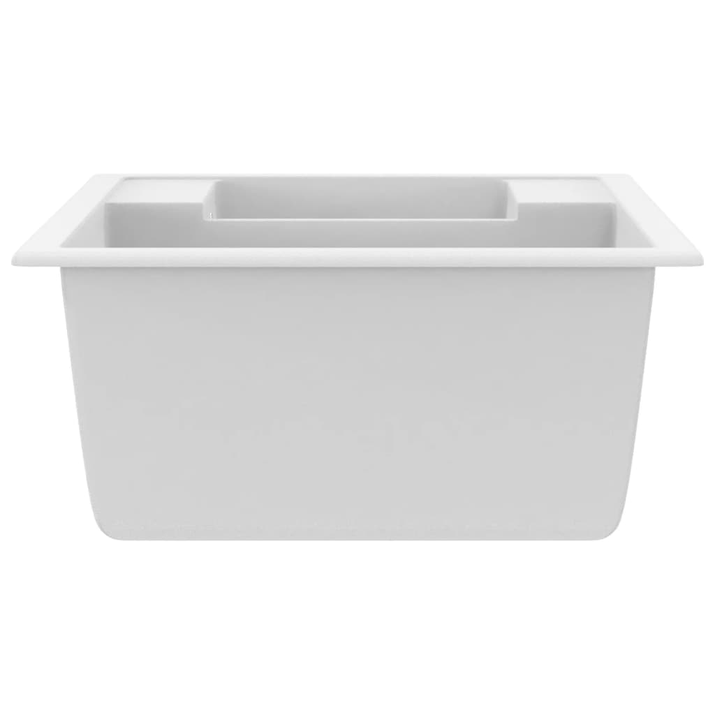 Fehér gránit 2 medencés konyhai mosogató túlfolyóval