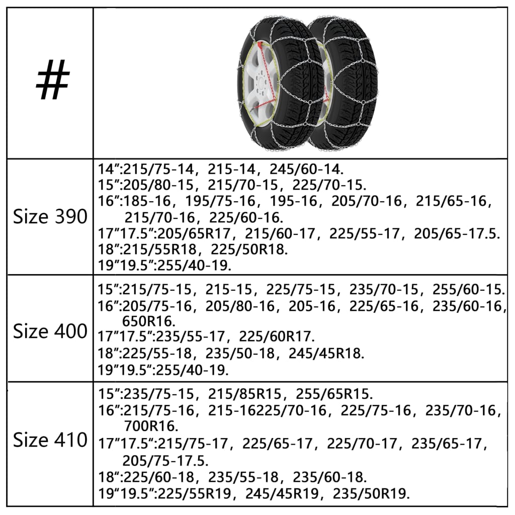 2 db 400-as méretű gépkocsi-hólánc 16 mm suv 4x4 2 db 400-as méretű gépkocsi-hólánc 16 mm suv 4x4