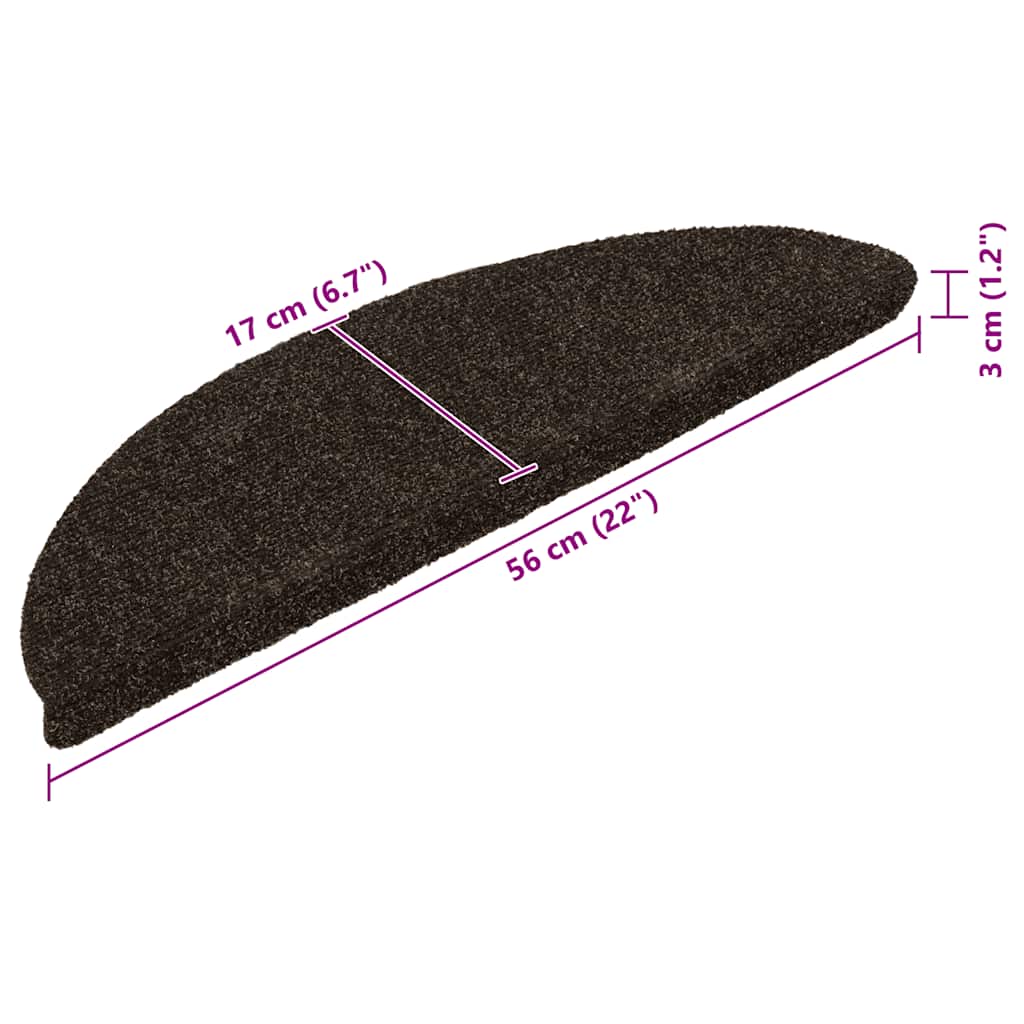 15 db öntapadós lépcsőszőnyeg 56 x 17 x 3 cm sötétbarna félkör alakú