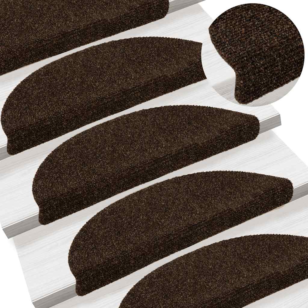 15 db öntapadós lépcsőszőnyeg 56 x 17 x 3 cm barna félkör alakú