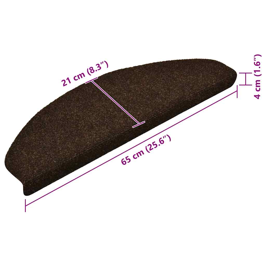 15 db öntapadós lépcsőszőnyeg 65 x 21 x 4 cm barna félkör alakú nagy