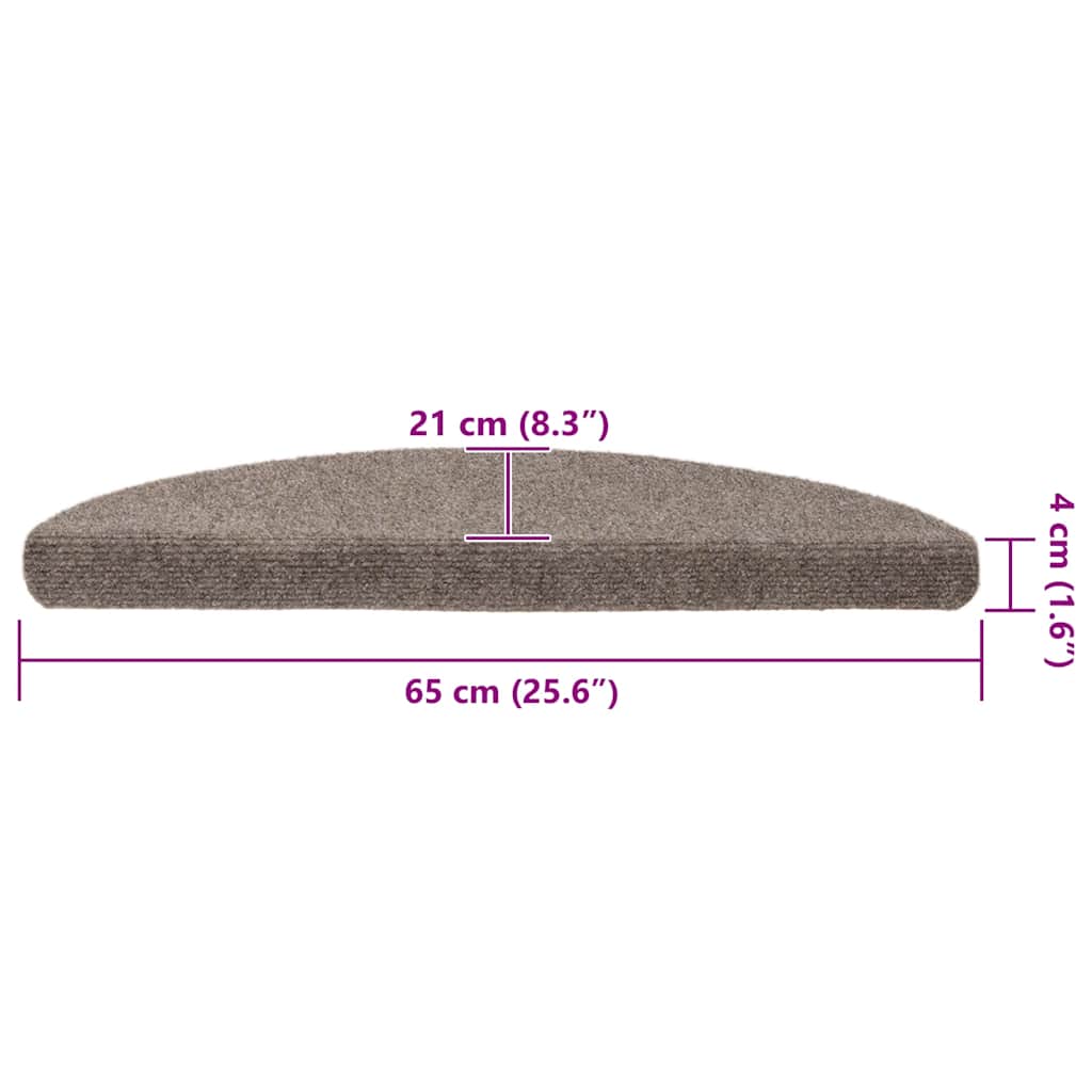 15 db öntapadós lépcsőszőnyeg 65 x 21 x 4 cm bézs félkör alakú nagy