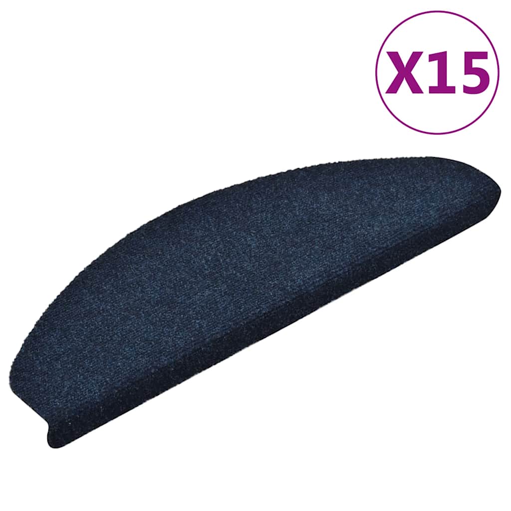 15 db öntapadós lépcsőszőnyeg 65 x 21 x 4 cm sötétkék félkör alakú nagy