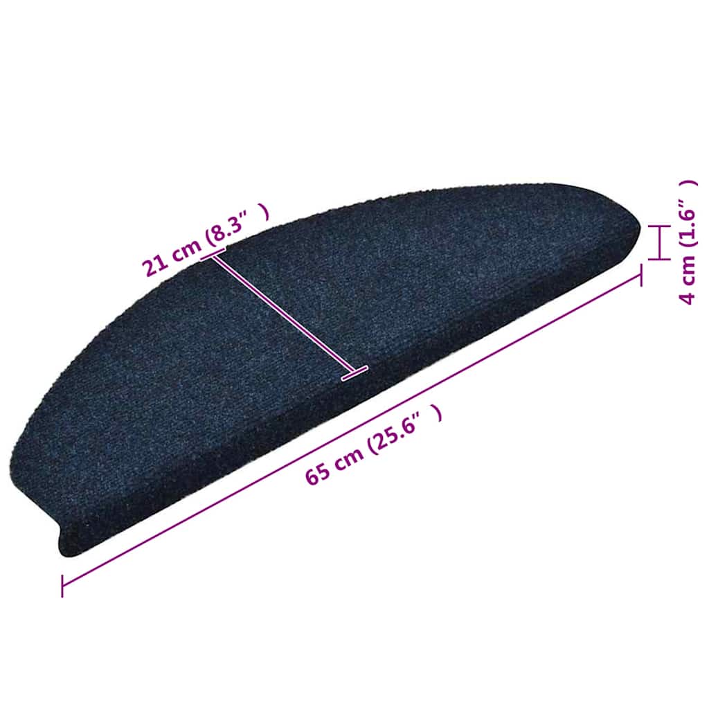 15 db öntapadós lépcsőszőnyeg 65 x 21 x 4 cm sötétkék félkör alakú nagy