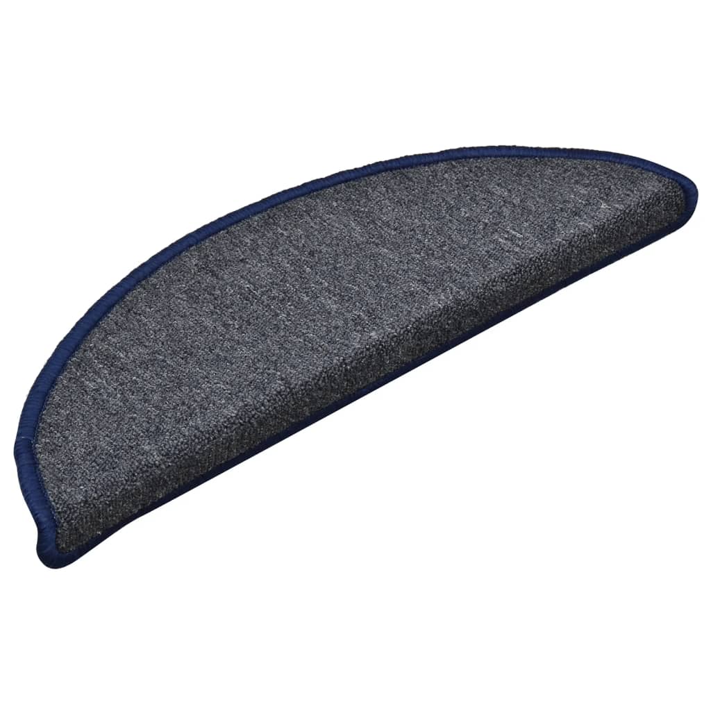 15 db sötétszürke és kék félkör alakú lépcsőszőnyeg 56 x 17 x 3 cm