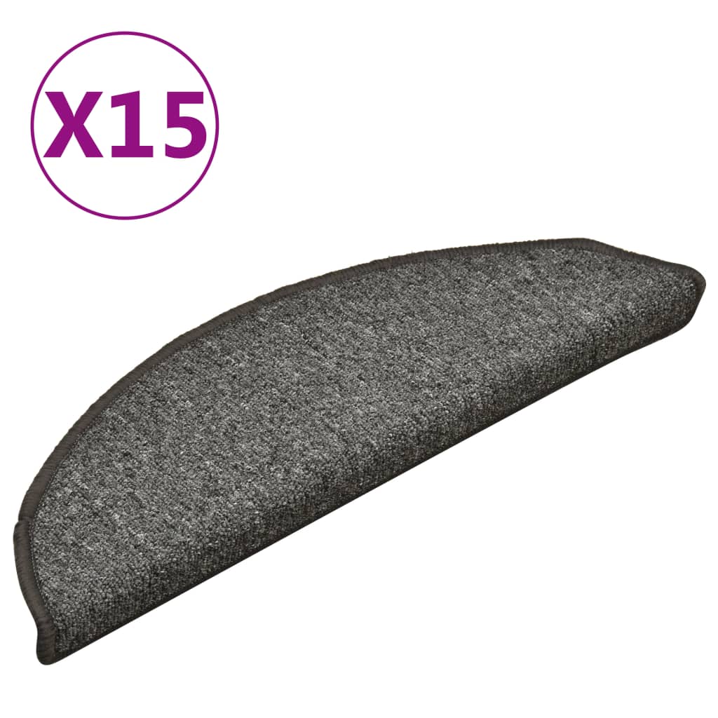 15 db sötétszürke félkör alakú lépcsőszőnyeg 56 x 17 x 3 cm