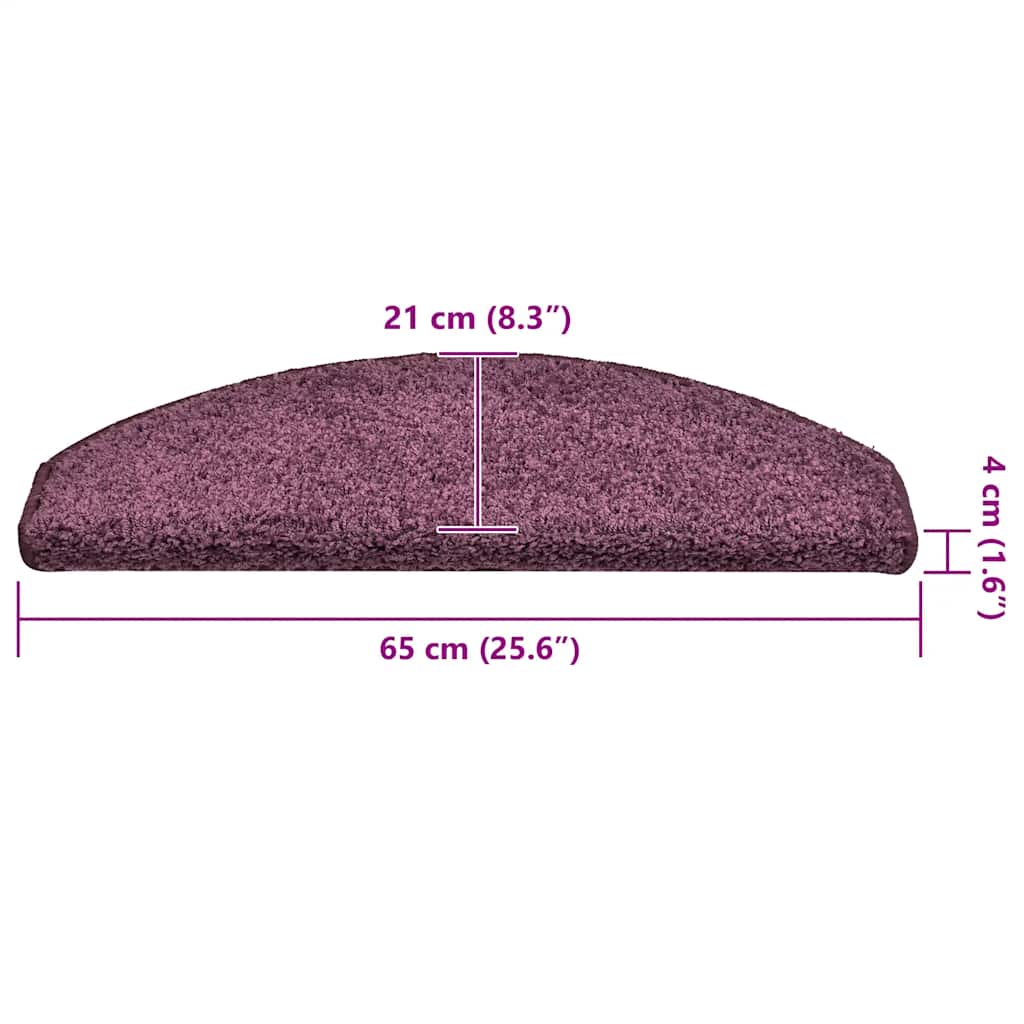 15 db sötétlila félkör alakú lépcsőszőnyeg 65 x 21 x 4 cm, nagy