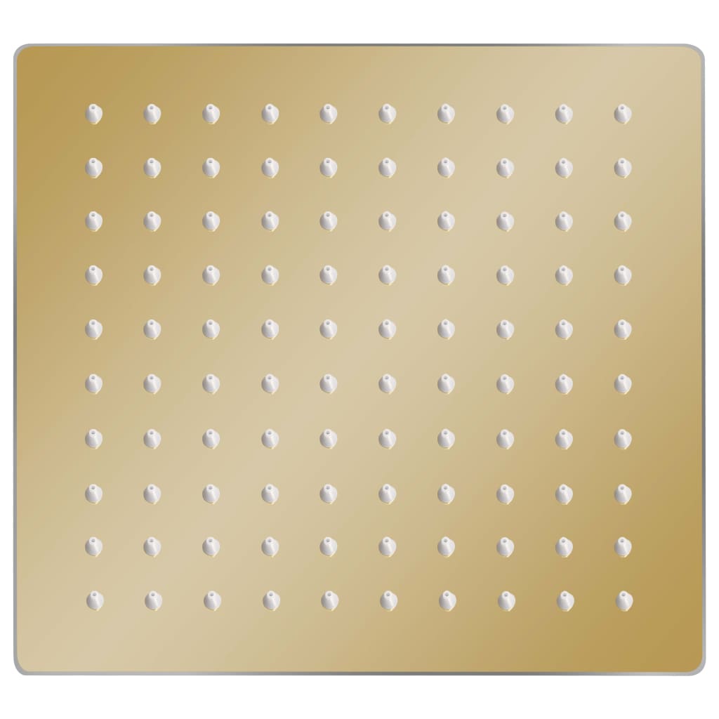 Aranyszínű négyszögletes rozsdamentes acél esőztető zuhanyfej 20x20 cm