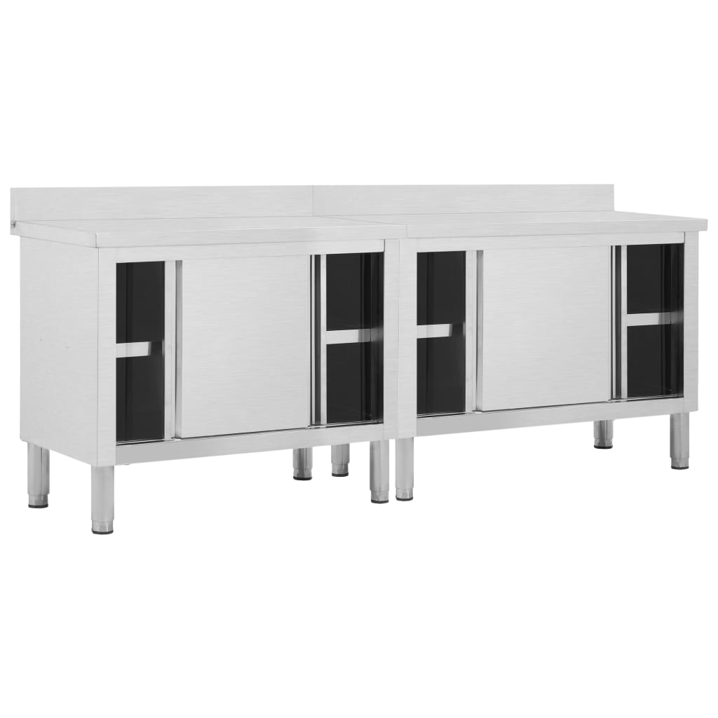 2db rozsdamentes acél munkaasztal tolóajtókkal 240x50x(95-97)cm 2db rozsdamentes acél munkaasztal tolóajtókkal 240x50x(95-97)cm