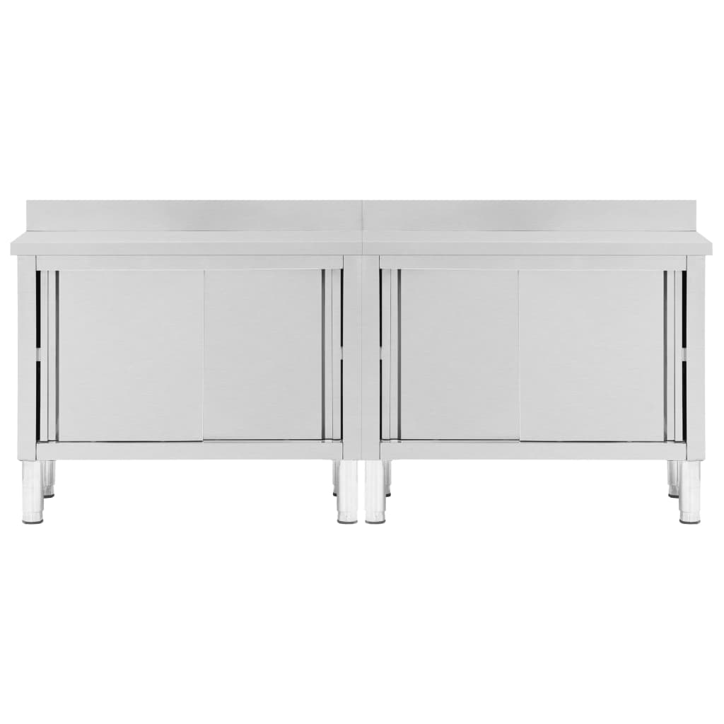 2db rozsdamentes acél munkaasztal tolóajtókkal 240x50x(95-97)cm 2db rozsdamentes acél munkaasztal tolóajtókkal 240x50x(95-97)cm