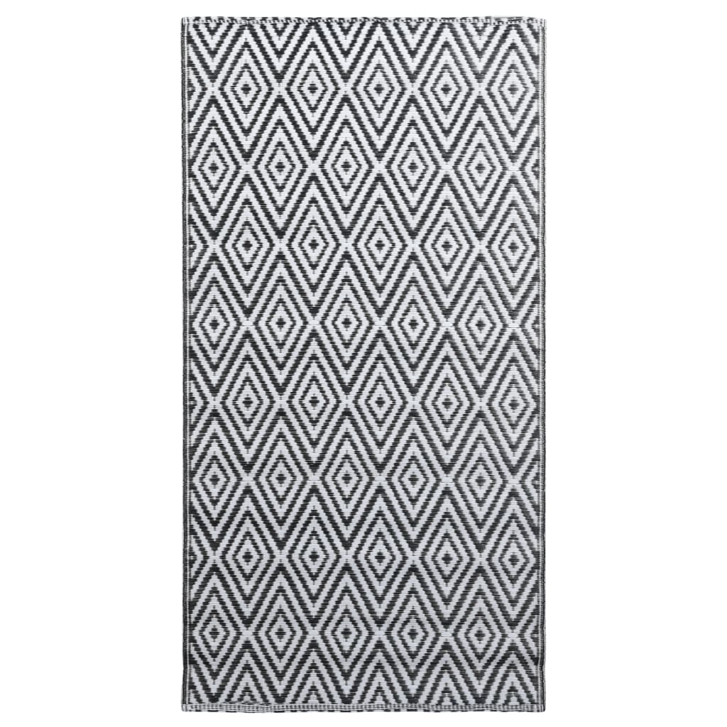 Fekete-fehér pp kültéri szőnyeg 190 x 290 cm