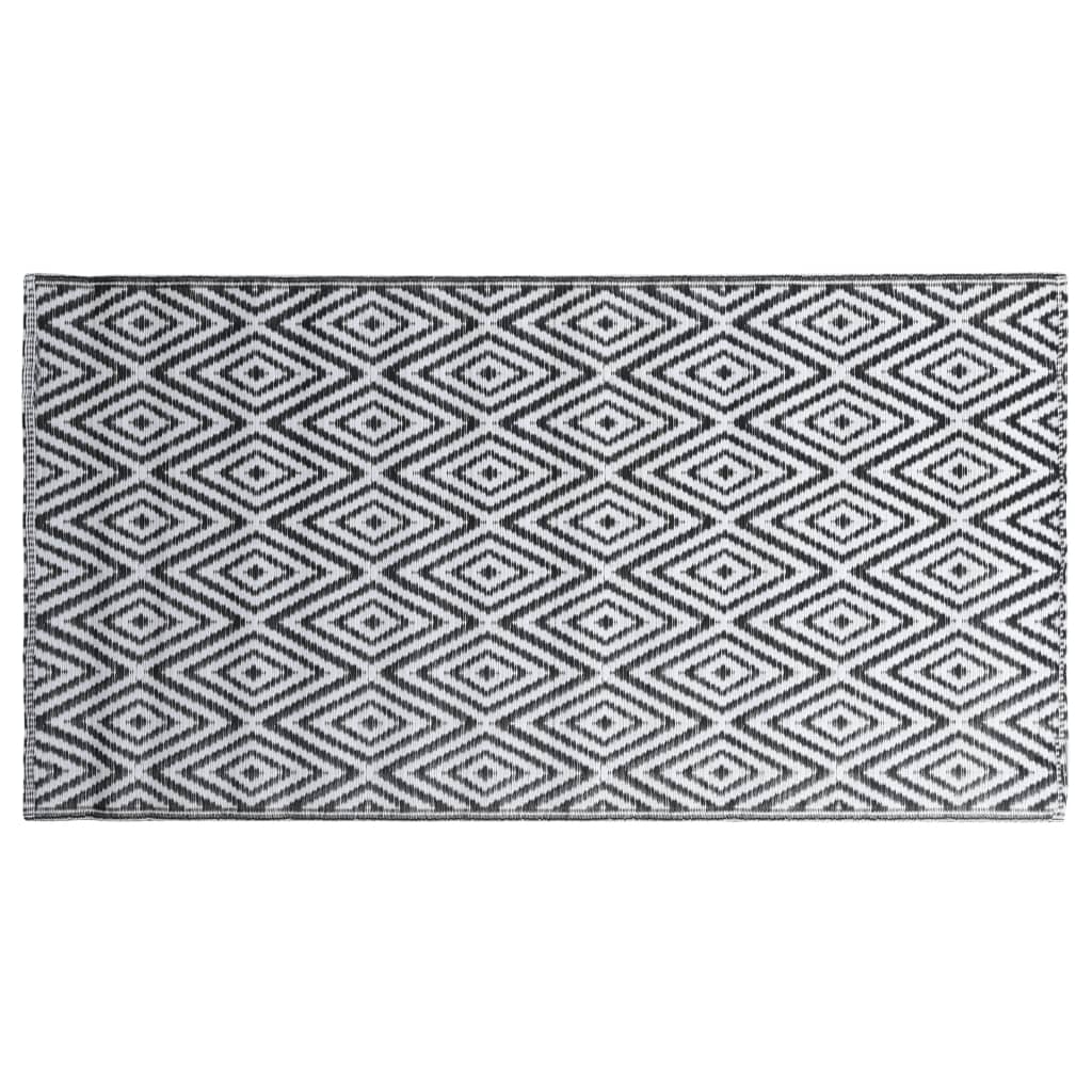Fekete-fehér pp kültéri szőnyeg 190 x 290 cm