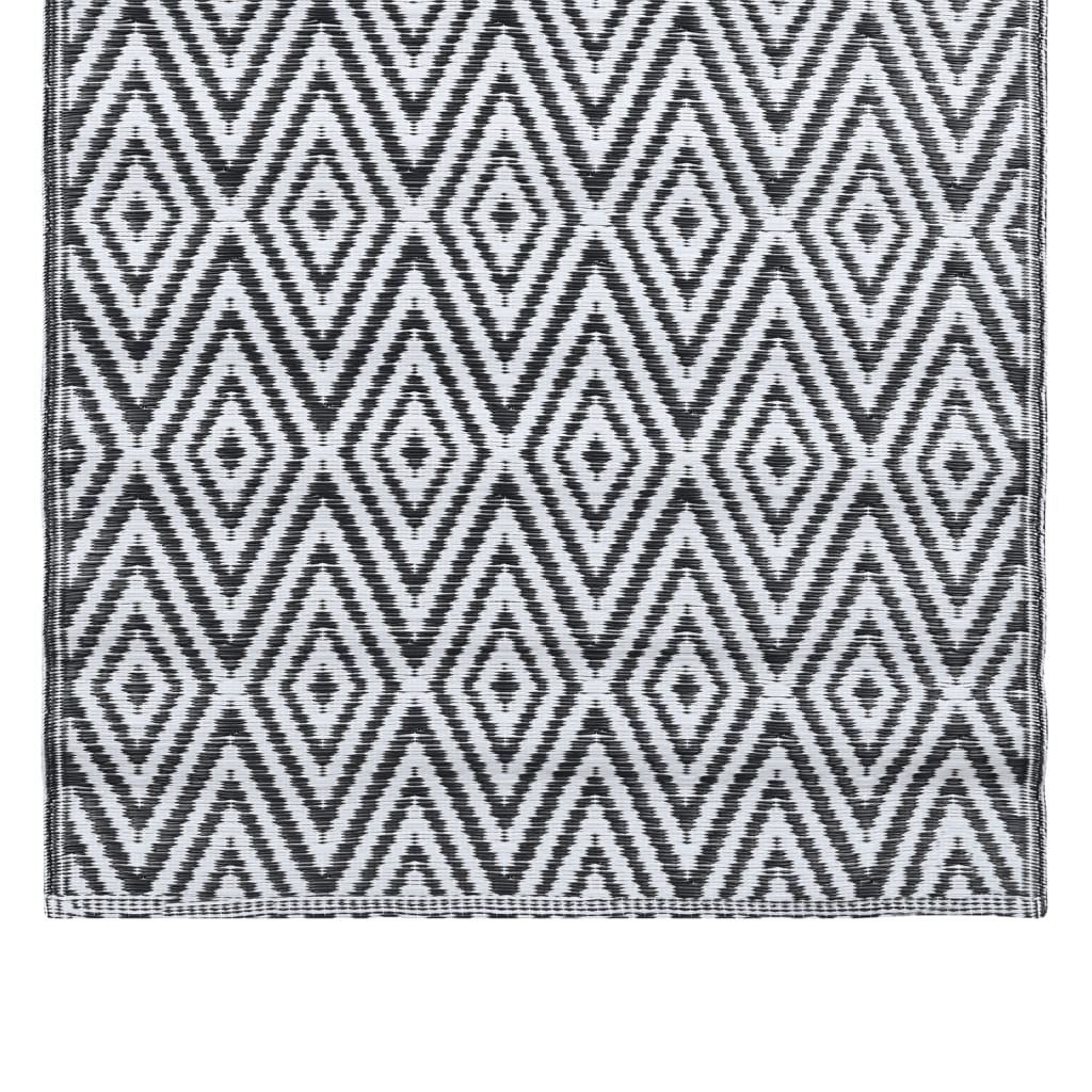 Fekete-fehér pp kültéri szőnyeg 190 x 290 cm