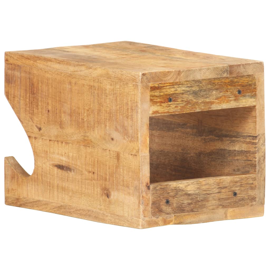 Falra szerelhető tömör nyers mangófa kerékpártartó 35x25x25 cm