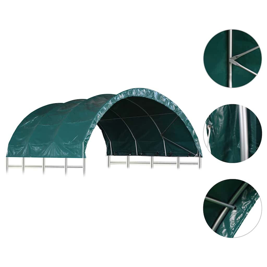 Zöld pvc állattartó sátor 3,7 x 3,7 m