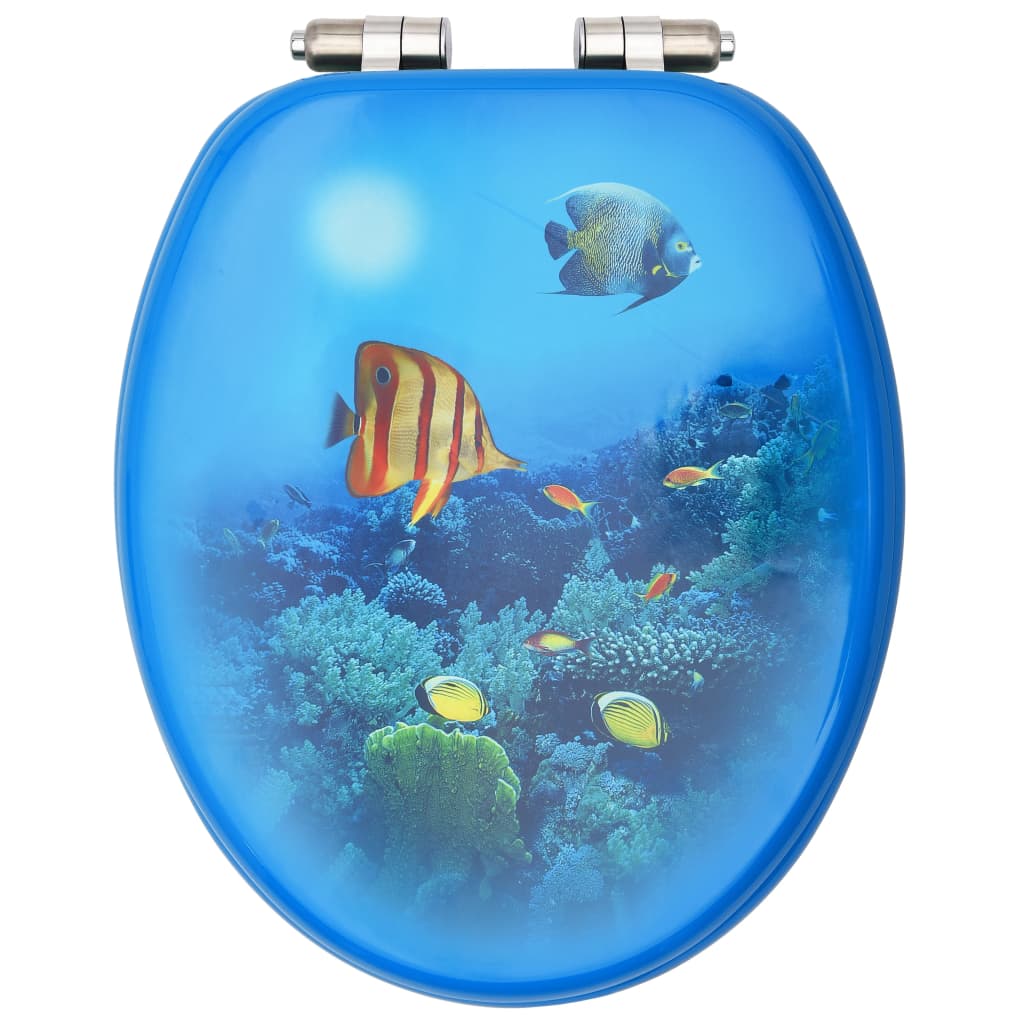 2 db mélytengermintás mdf wc-ülőke finoman záródó fedéllel