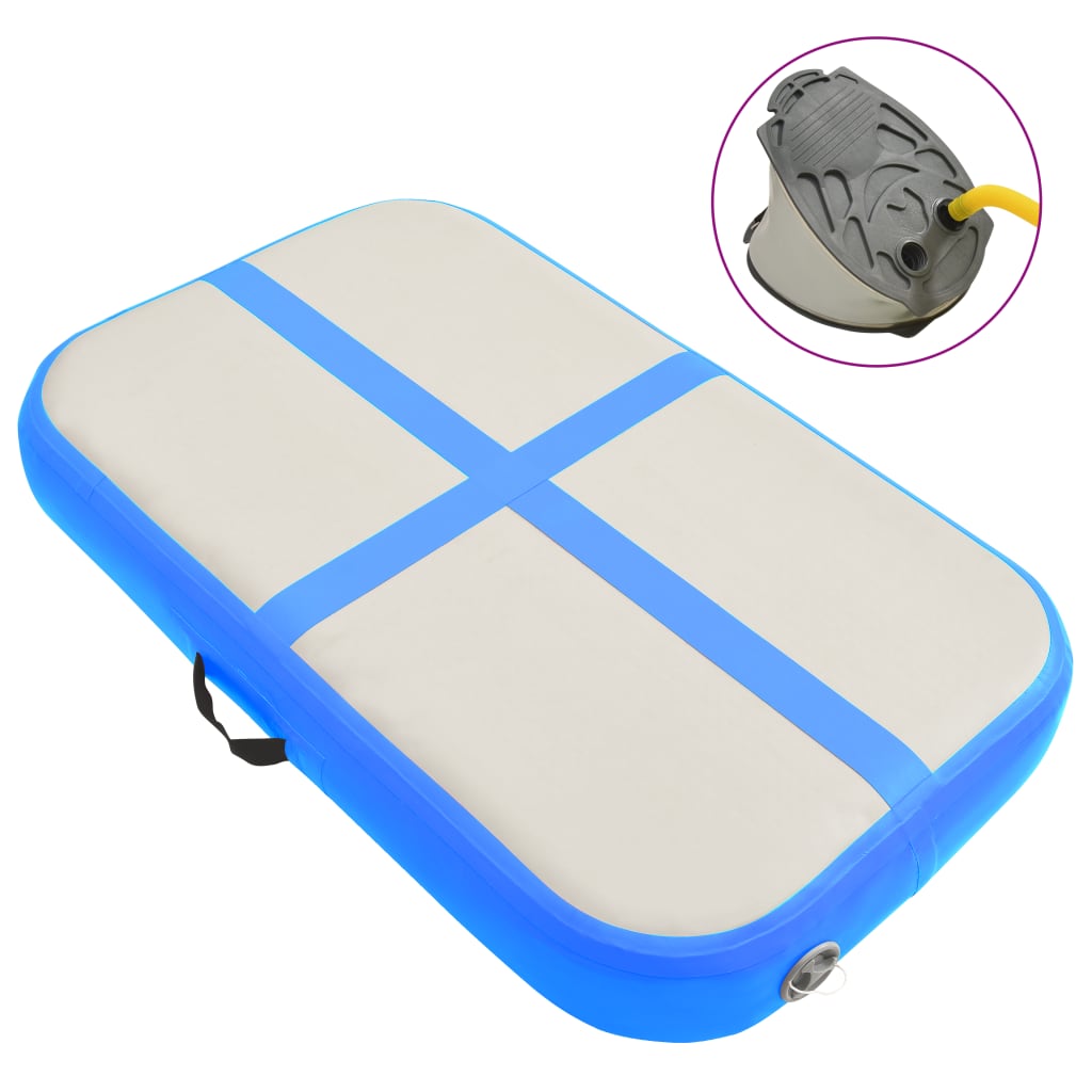 Kék pvc felfújható tornamatrac pumpával 60 x 100 x 20 cm