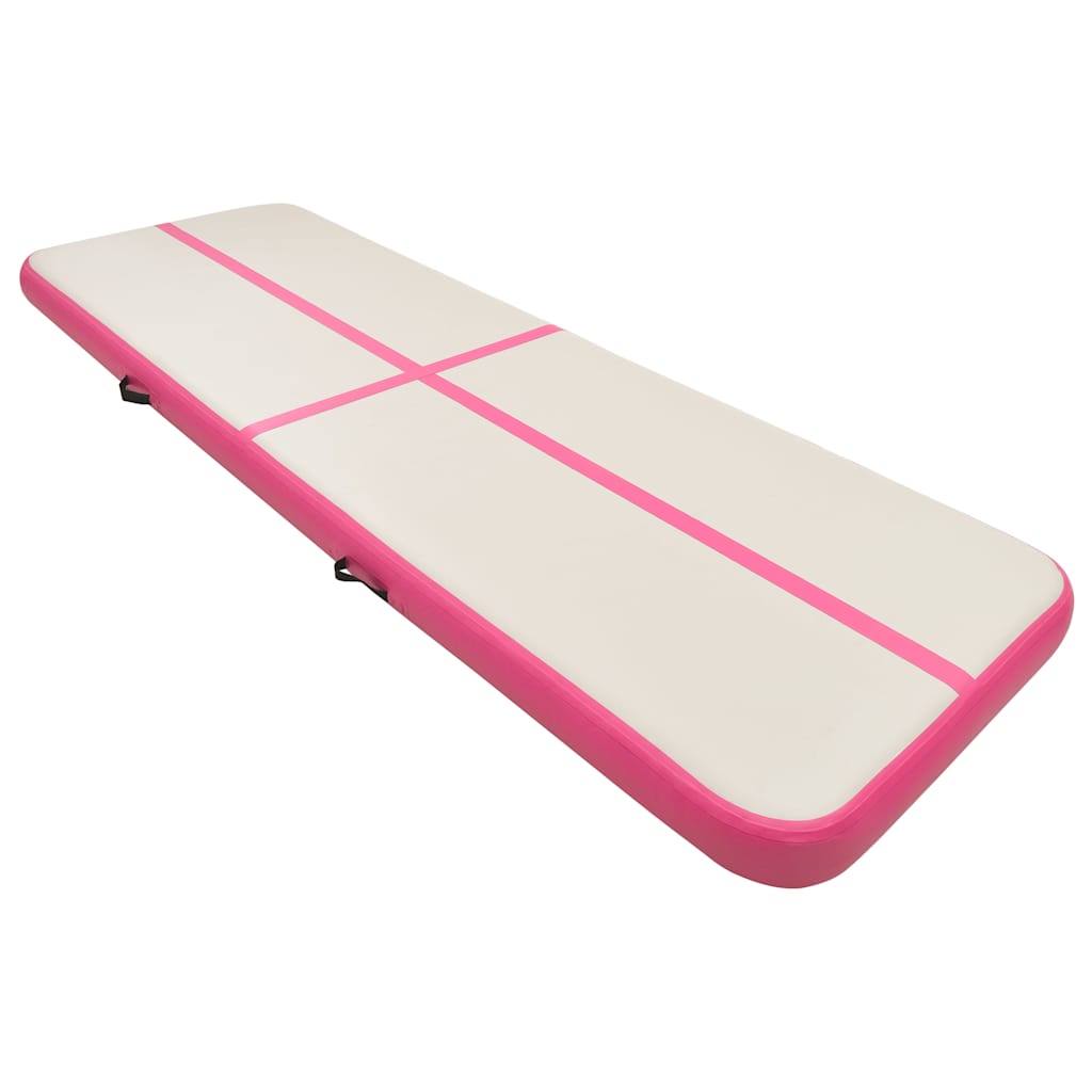 Rózsaszín pvc felfújható tornamatrac pumpával 400 x 100 x 15 cm