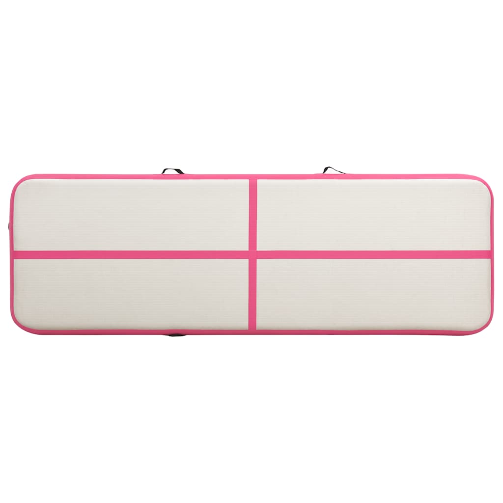 Rózsaszín pvc felfújható tornamatrac pumpával 400 x 100 x 15 cm