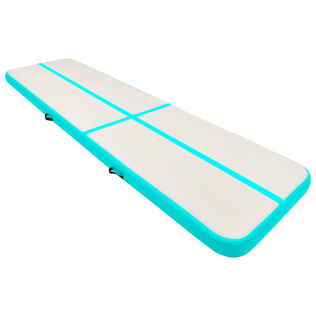 Zöld pvc felfújható tornamatrac pumpával 800 x 100 x 15 cm