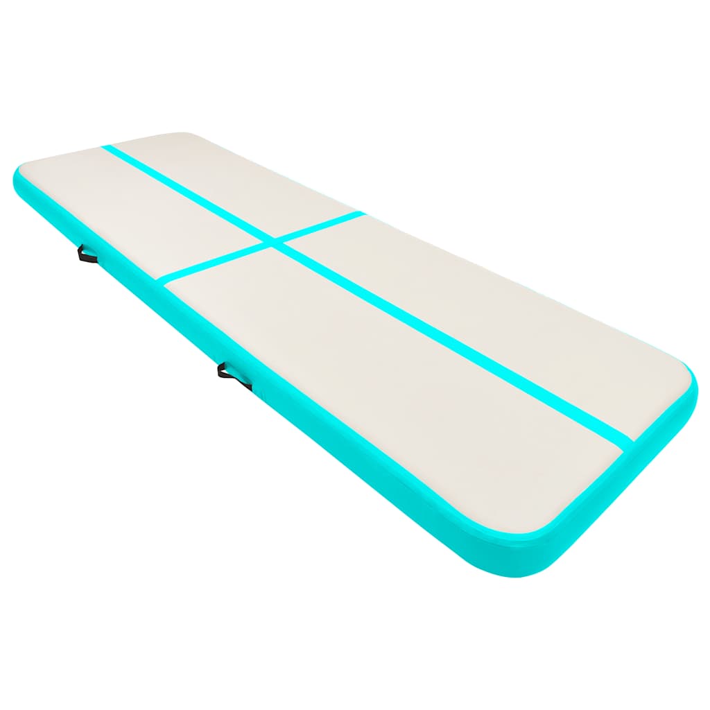 Zöld pvc felfújható tornamatrac pumpával 400 x 100 x 20 cm