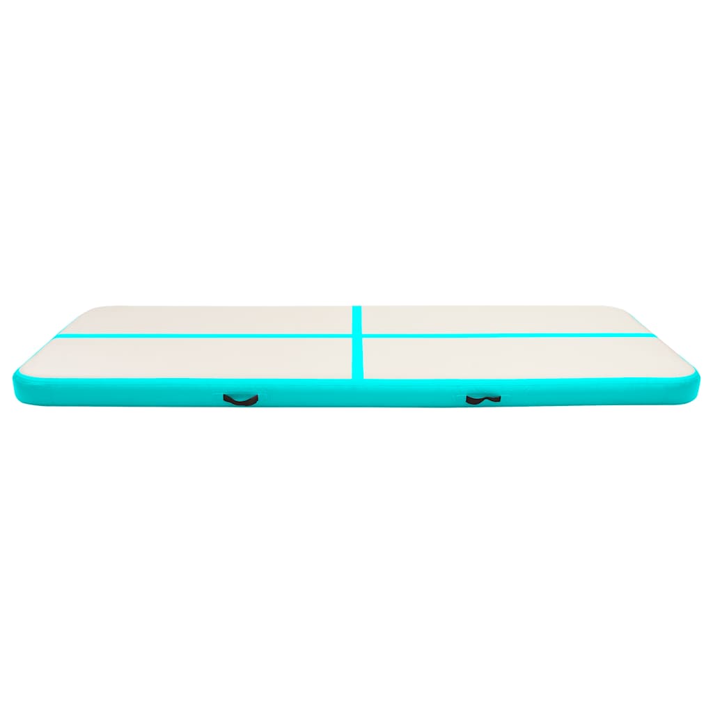 Zöld pvc felfújható tornamatrac pumpával 400 x 100 x 20 cm