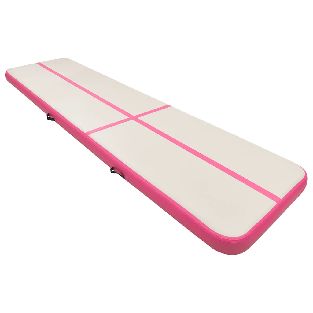 Rózsaszín pvc felfújható tornamatrac pumpával 600 x 100 x 20 cm