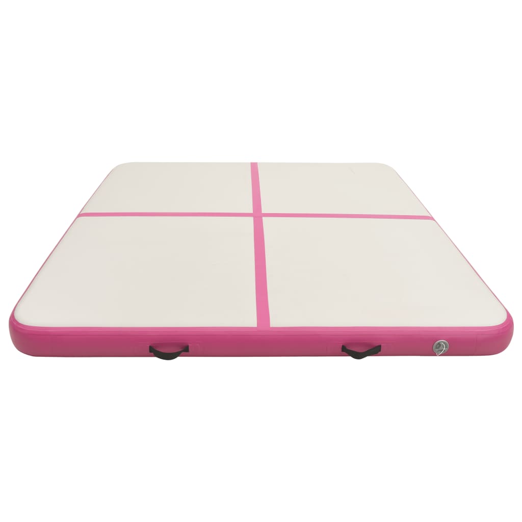 Rózsaszín pvc felfújható tornamatrac pumpával 200 x 200 x 10 cm
