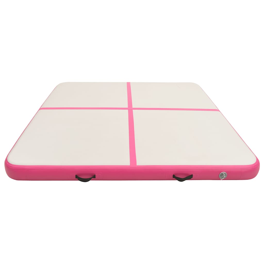 Rózsaszín pvc felfújható tornamatrac pumpával 200 x 200 x 20 cm