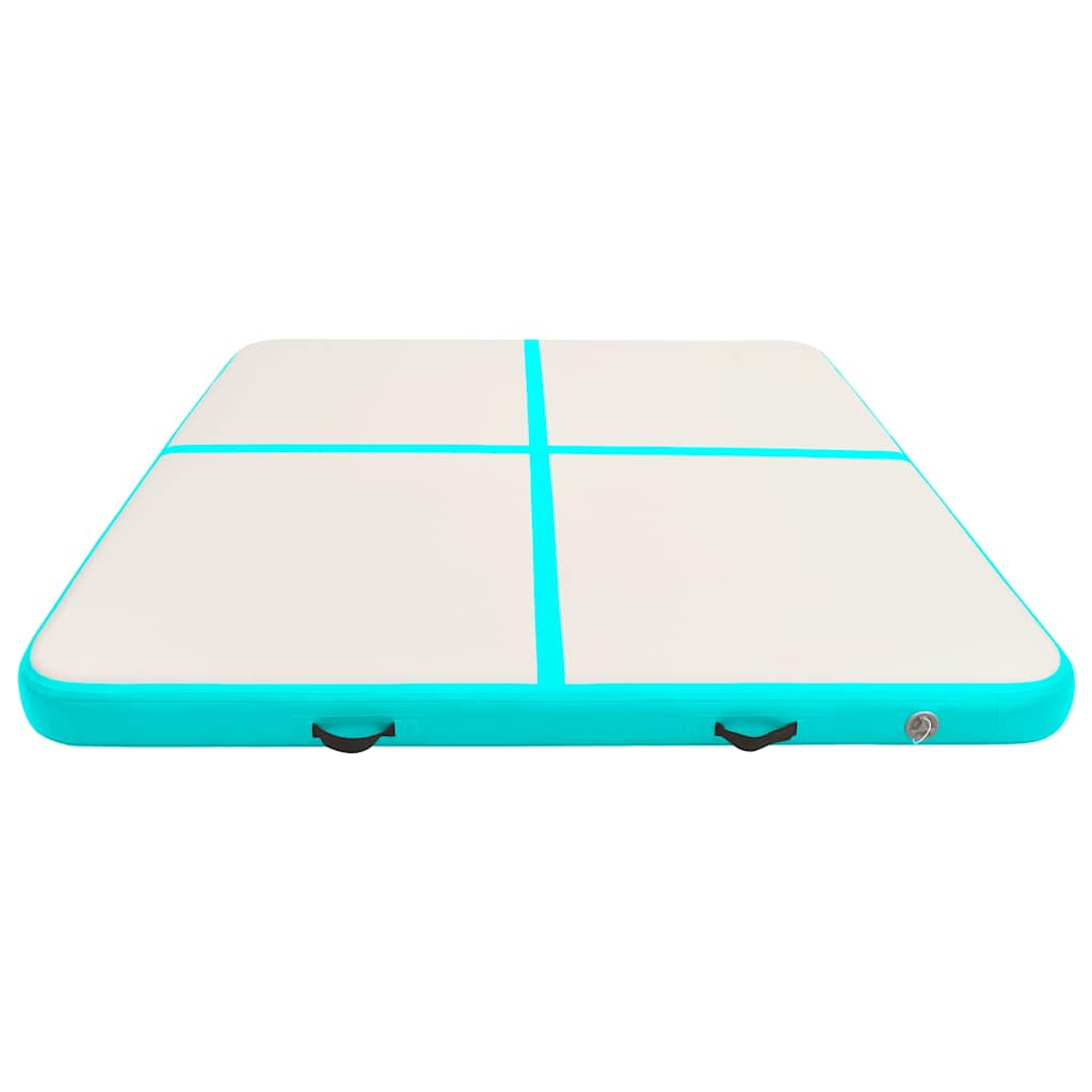 Zöld pvc felfújható tornamatrac pumpával 200 x 200 x 20 cm