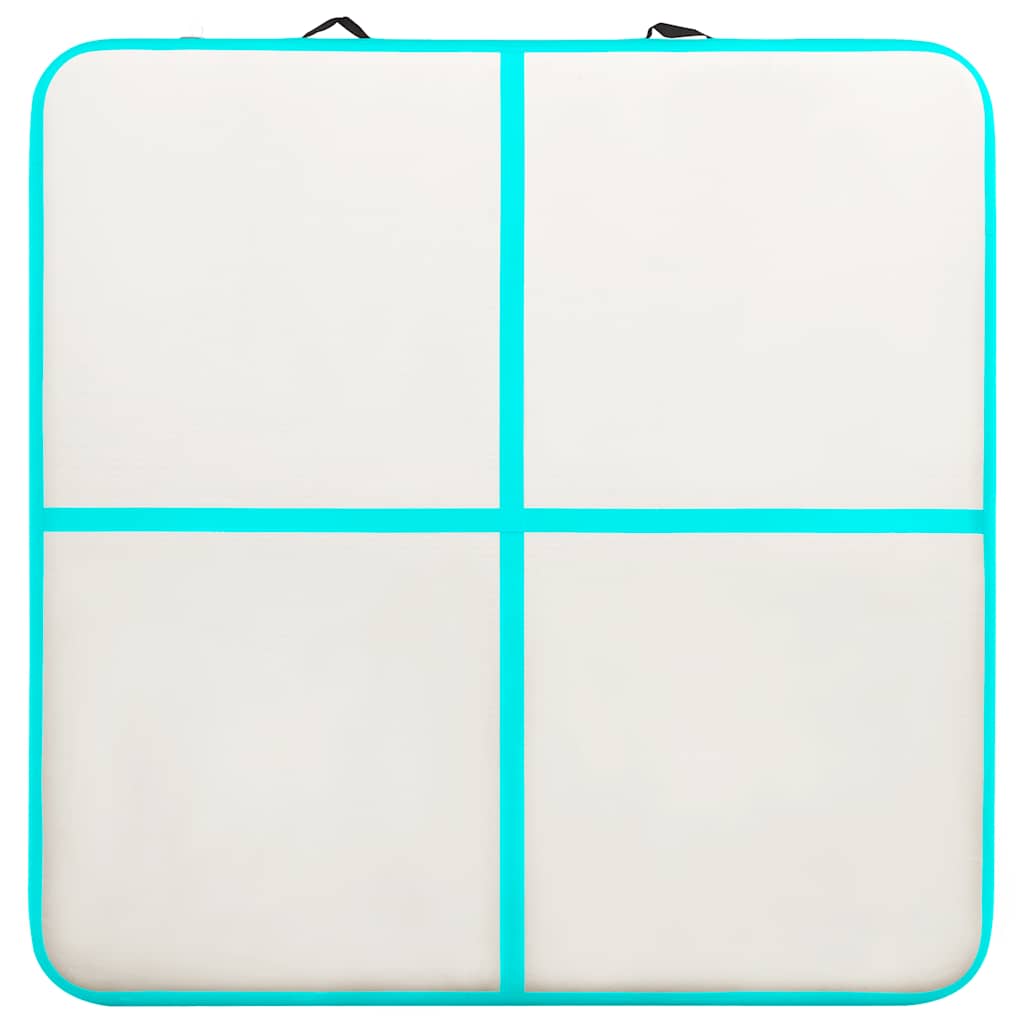 Zöld pvc felfújható tornamatrac pumpával 200 x 200 x 20 cm