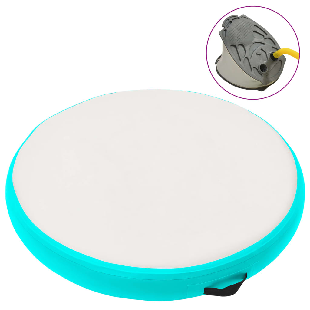 Zöld pvc felfújható tornamatrac pumpával 100 x 100 x 10 cm