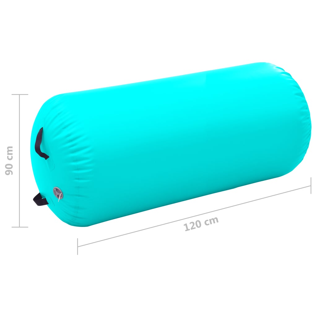 Zöld pvc felfújható tornahenger pumpával 120 x 90 cm