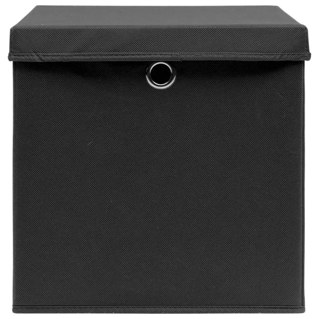 10 db fekete fedeles tárolódoboz 28 x 28 x 28 cm