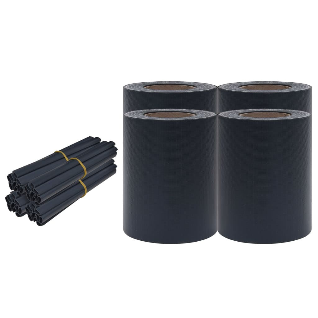 4 db matt sötétszürke pvc árnyékoló kerítés 35 x 0,19 m