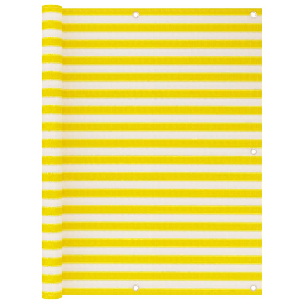 Sárga és fehér hdpe erkélyparaván 120 x 600 cm