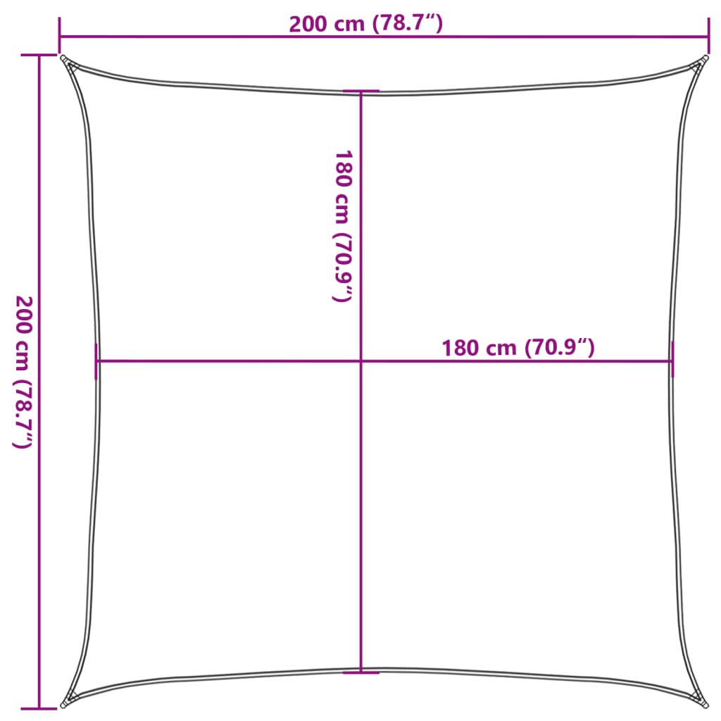 Világoszöld hdpe napvitorla 160 g/m² 2 x 2 m