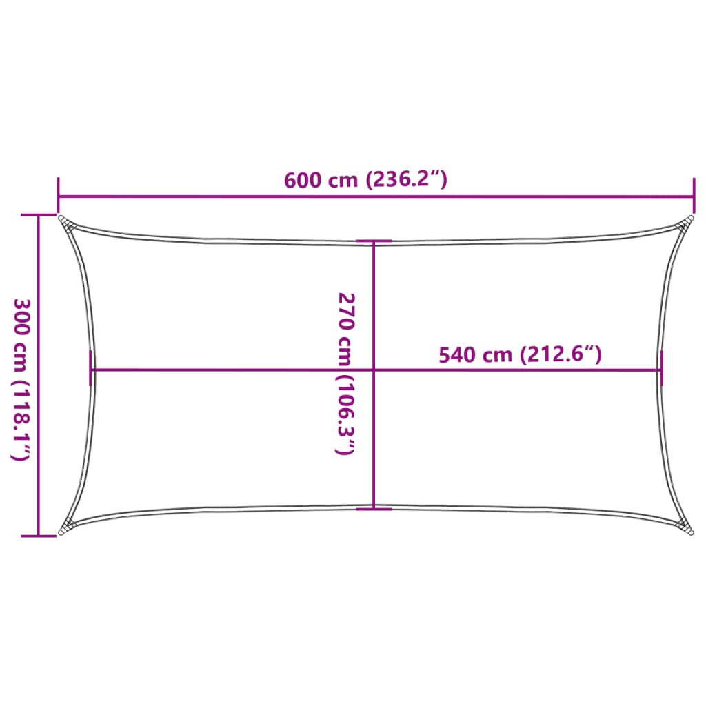 Sötétzöld hdpe napvitorla 160 g/m² 3 x 6 m