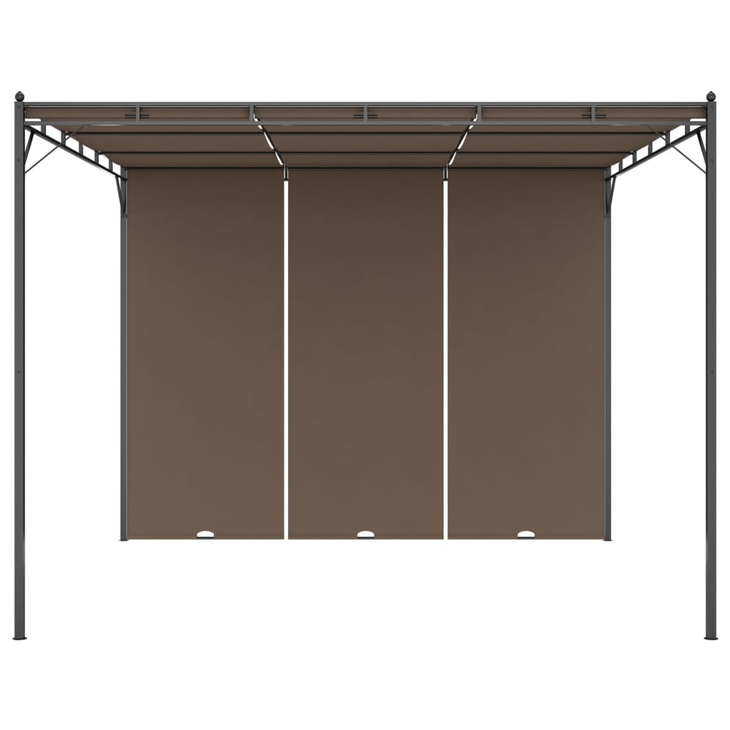 Tópszínű kerti pavilon oldalfüggönnyel 3 x 3 x 2,25 m