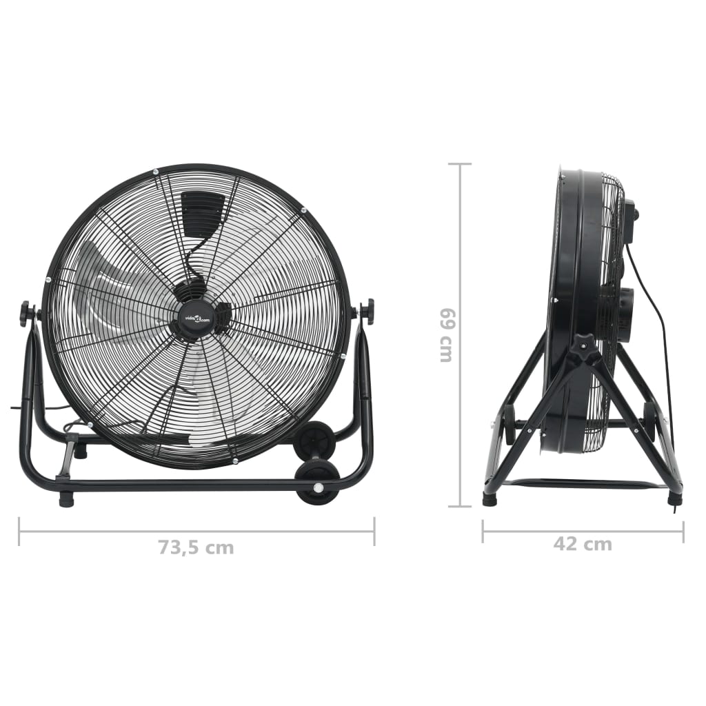 Fekete ipari dobventilátor 60 cm 180 w