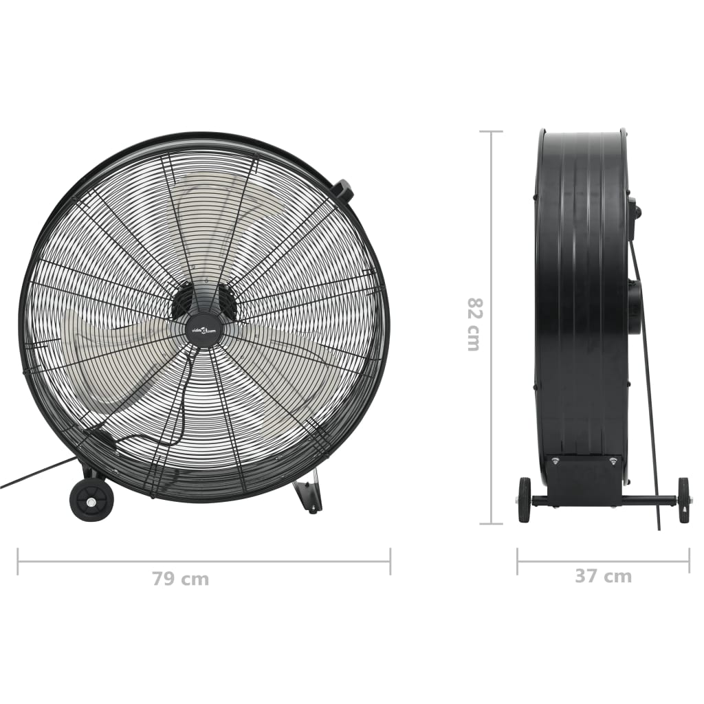 Fekete ipari dobventilátor 77 cm 180 w