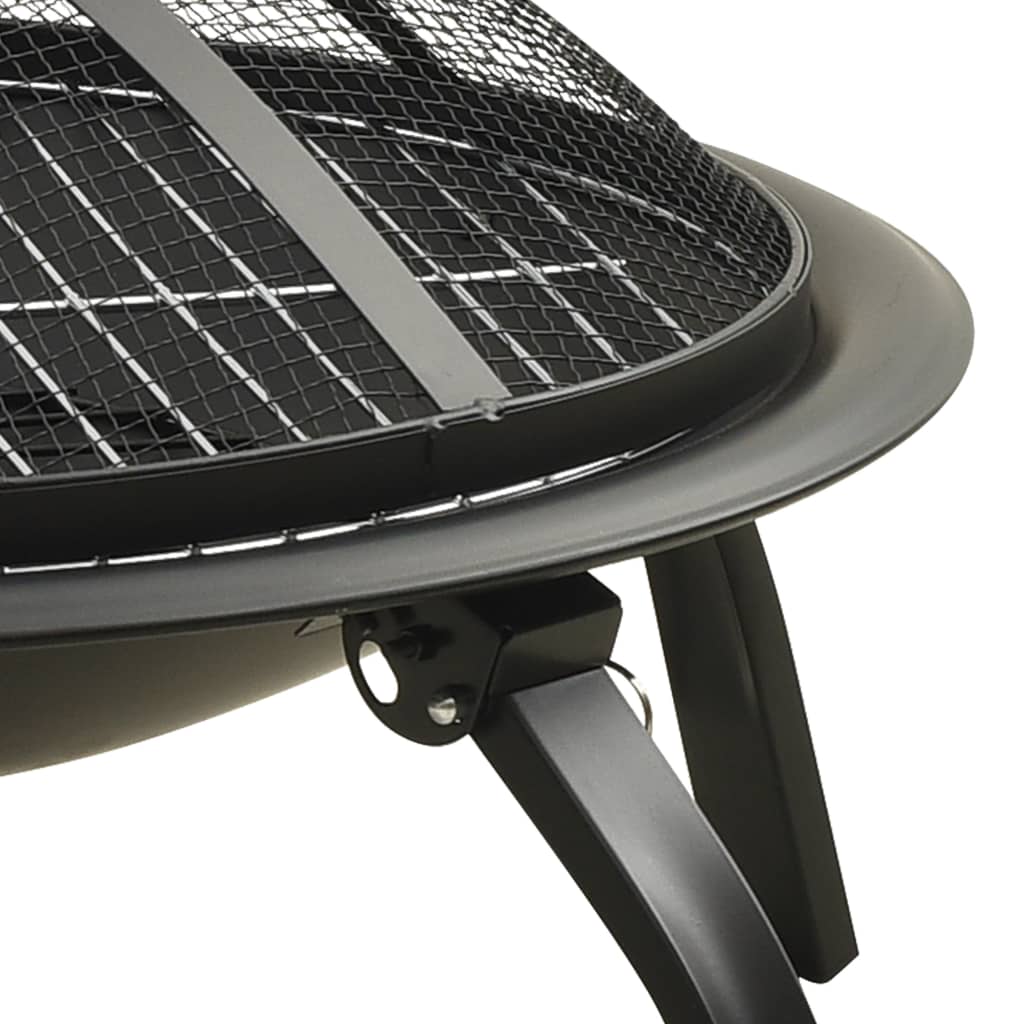 2 az 1-ben acél tűztál és grillező piszkavassal 56 x 56 x 49 cm