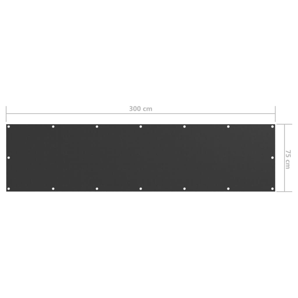 Antracitszürke oxford-szövet erkélyparaván 75 x 300 cm