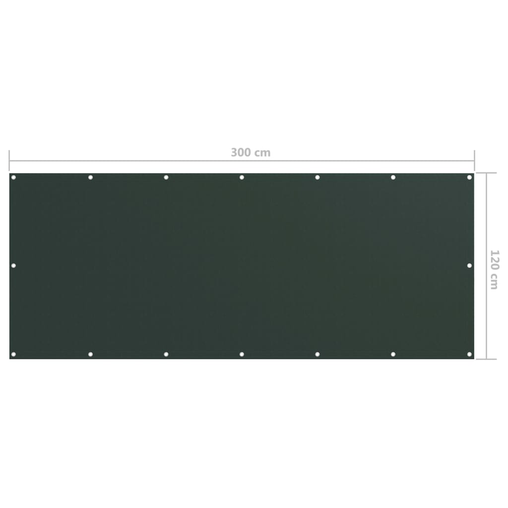 Sötétzöld oxford-szövet erkélyparaván 120 x 300 cm