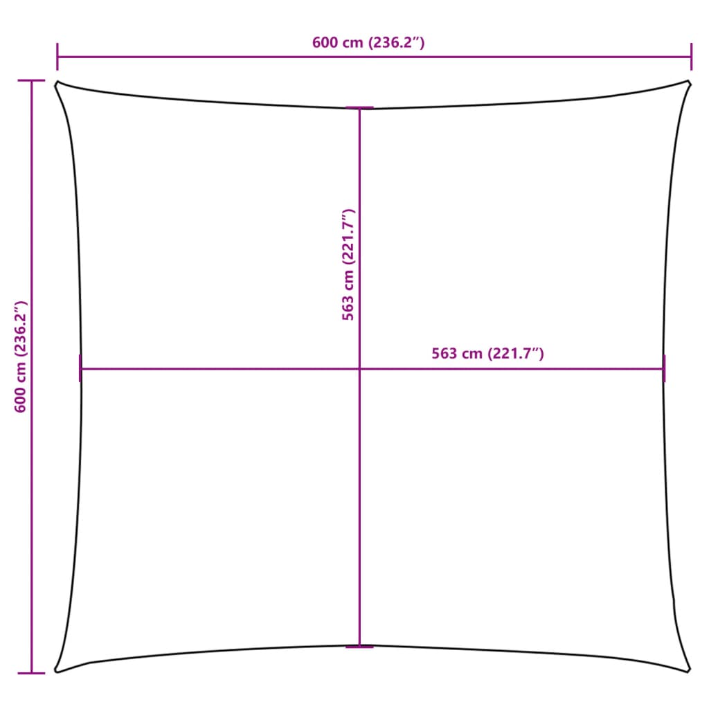 Antracitszürke négyzet alakú oxford-szövet napvitorla 6 x 6 m