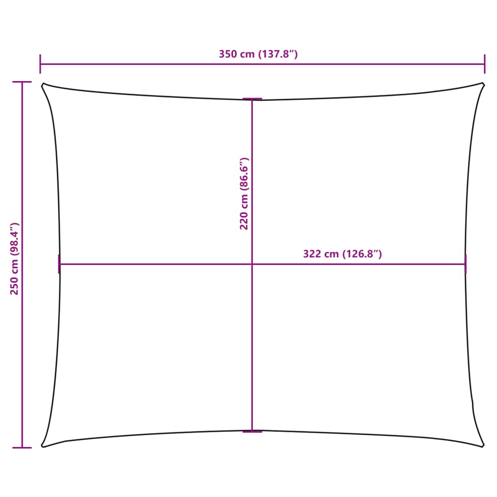 Antracitszürke téglalap alakú oxford-szövet napvitorla 2,5x3,5m