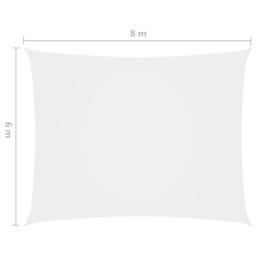 Fehér téglalap alakú oxford-szövet napvitorla 6 x 8 m