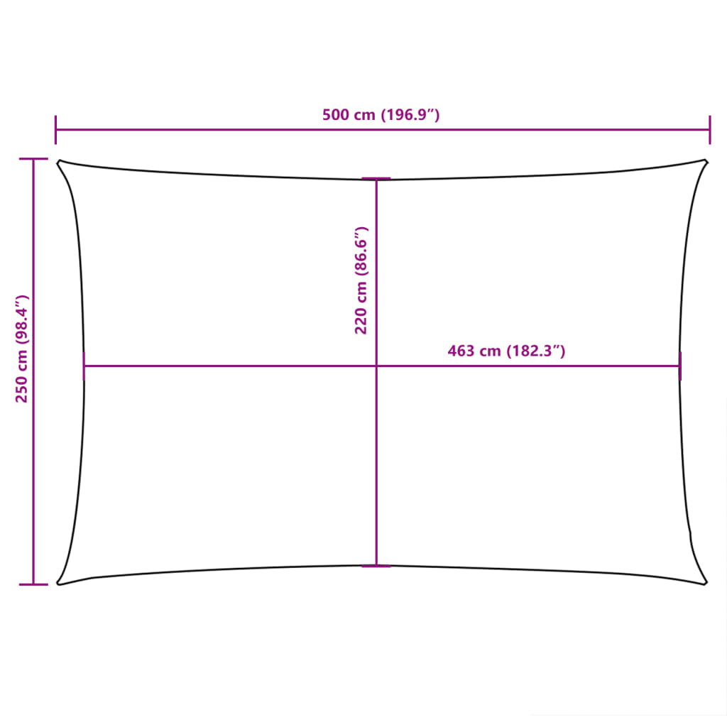 Kék téglalap alakú oxford-szövet napvitorla 2,5 x 5 m