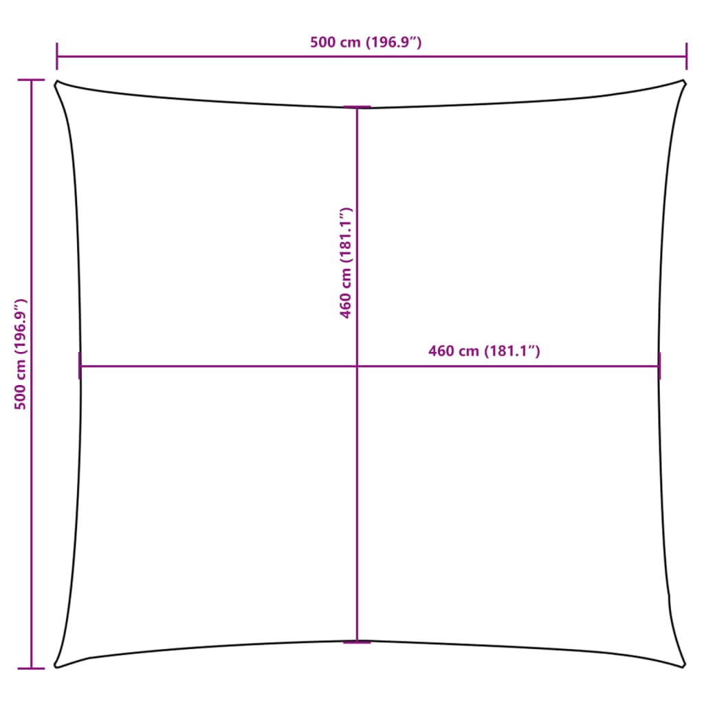 Piros négyzet alakú oxford-szövet napvitorla 5 x 5 m Piros négyzet alakú oxford-szövet napvitorla 5 x 5 m