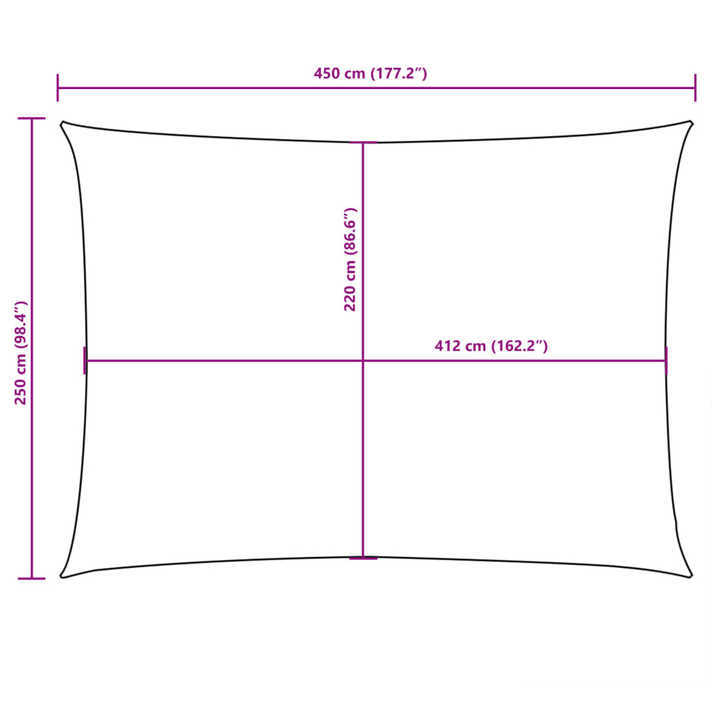 Piros téglalap alakú oxford-szövet napvitorla 2,5 x 4,5 m